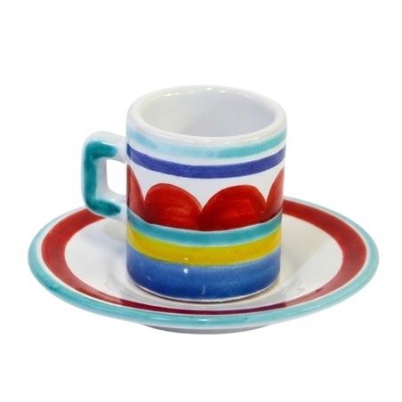 Tazzina caffè cilindrica Piattino Sibari Ceramiche siciliane De Simone Tazzina caffè cilindrica Piattino Sibari Ceramiche siciliane De Simone